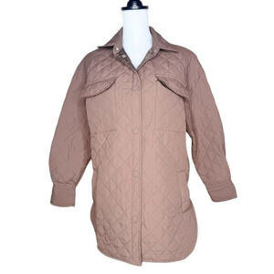 Ashley Outerwear by 26 International Quilted Shacket Shirt Jacket Brown S Goose